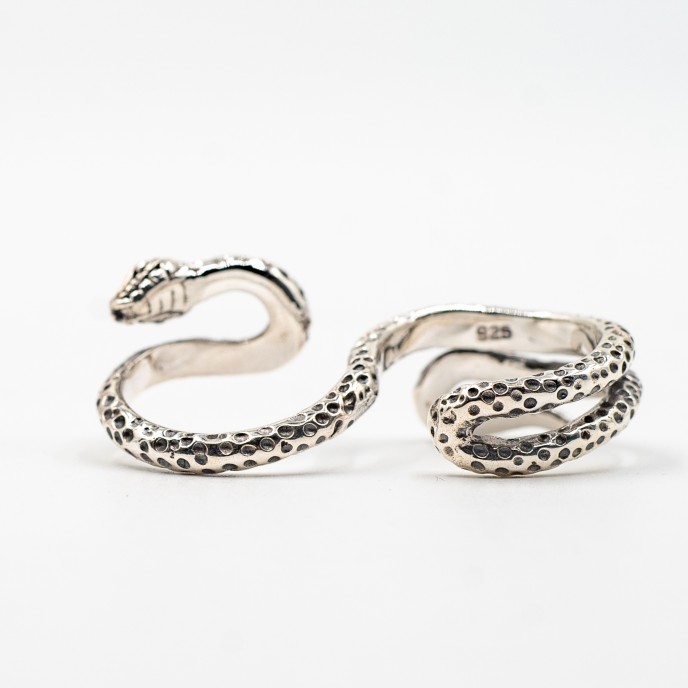 Inel dublu sarpe incolacit Argint