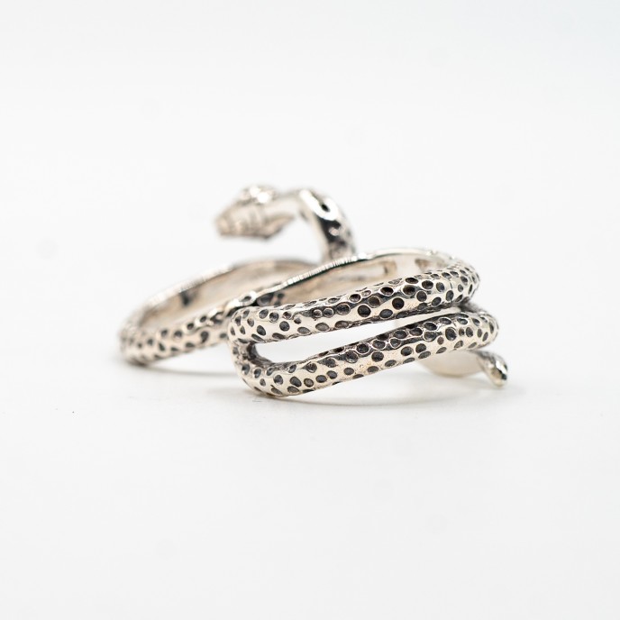 Inel dublu sarpe incolacit Argint