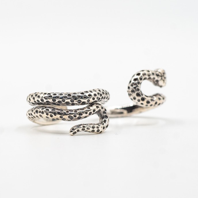 Inel dublu sarpe incolacit Argint