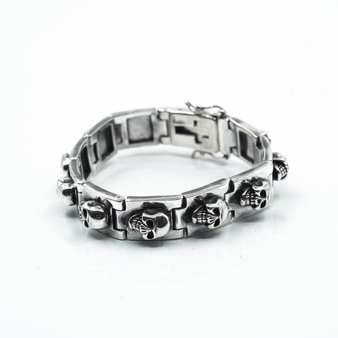 Bratara flexibila placute cranii Argint