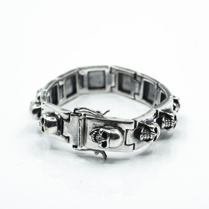 Bratara flexibila placute cranii Argint