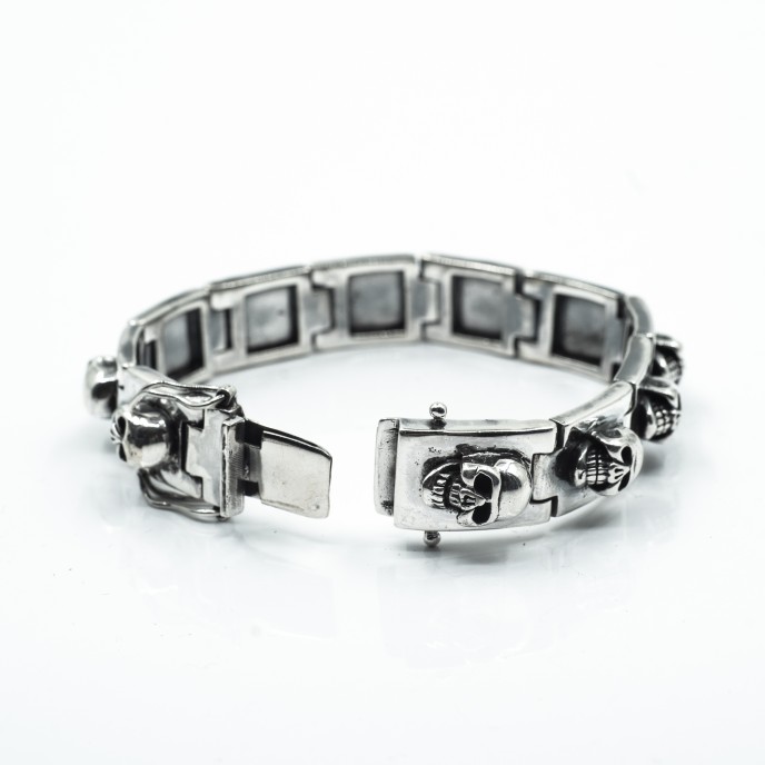 Bratara flexibila placute cranii Argint