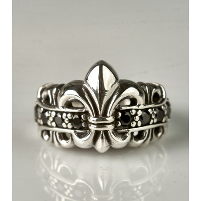 Inel Fleur de Lys mst black Argint