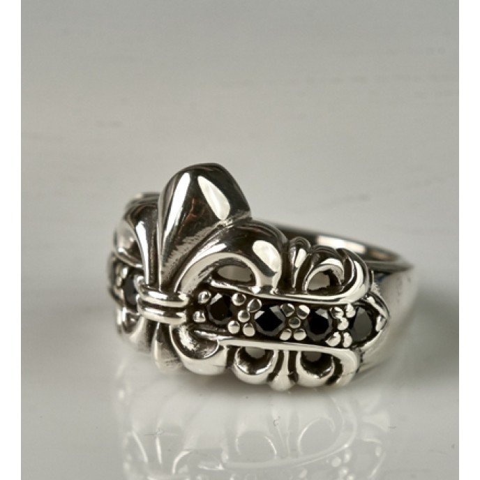 Inel Fleur de Lys mst black Argint
