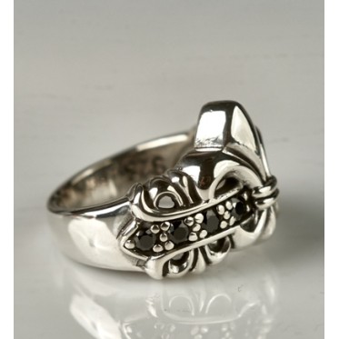 Inel Fleur de Lys mst black Argint