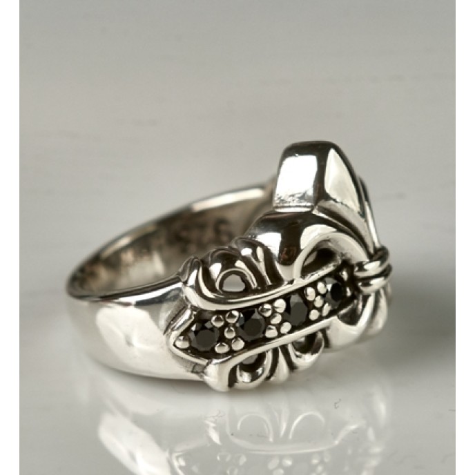 Inel Fleur de Lys mst black Argint