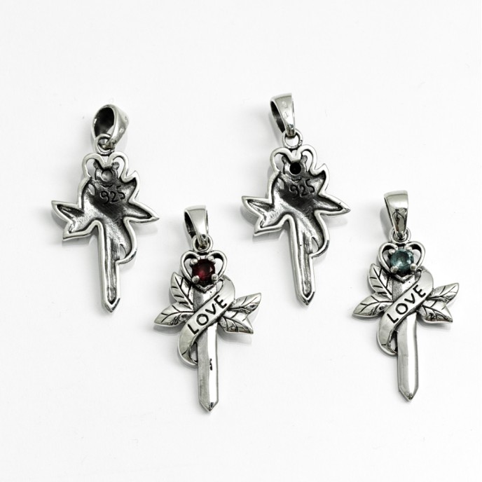 Pandantiv sabie inima love Argint