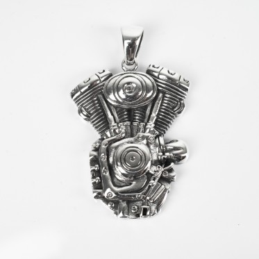 Pandantiv motor de motocicleta Argint