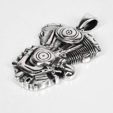 Pandantiv motor de motocicleta Argint