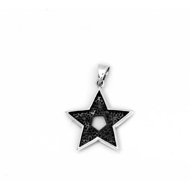 Pandantiv pentagrama c.z negre Argint