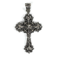 Pandantiv cruce fleur.de.lys craniu Argint
