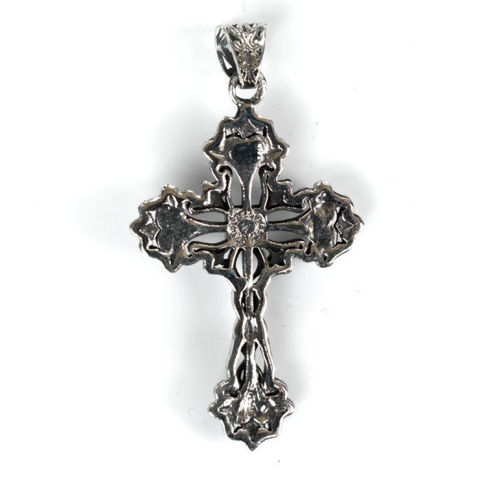 Pandantiv cruce fleur.de.lys craniu Argint