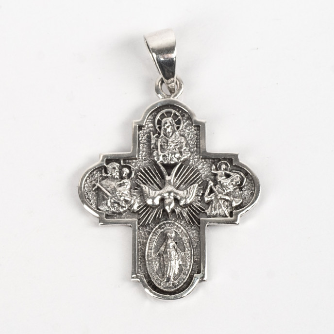 Pandantiv cruce sfinti porumbel Argint