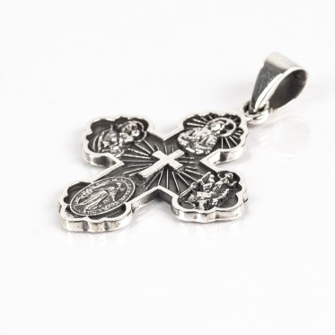Pandantiv cruce patru sfinti Argint