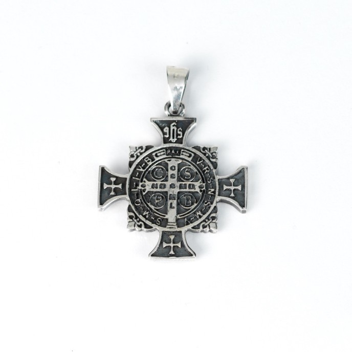 Pandantiv cruce Sfantul Benedict Argint