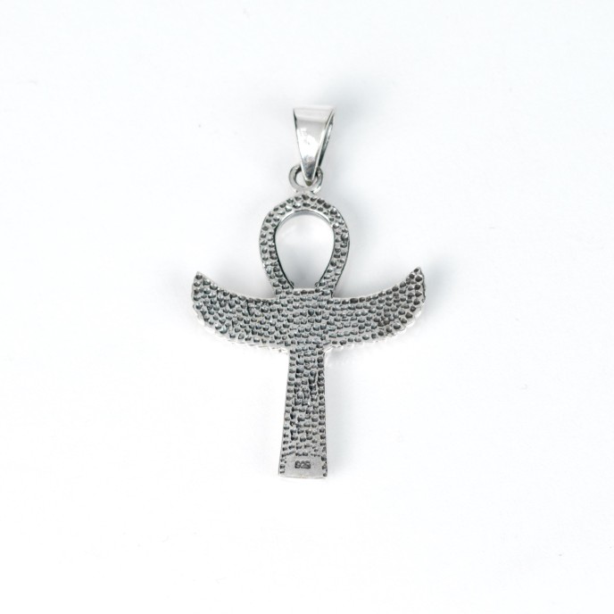 Pandantiv cruce ankh scarabeu inaripat Argint
