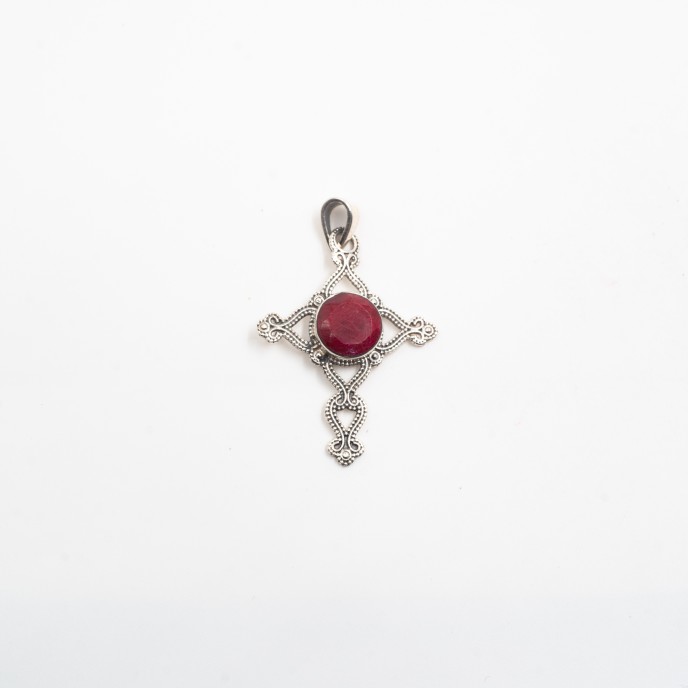 Pandantiv cruce piatra naturala xs Argint