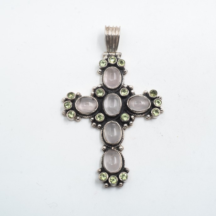 Pandantiv cruce pietre semipretioase nr9 Argint