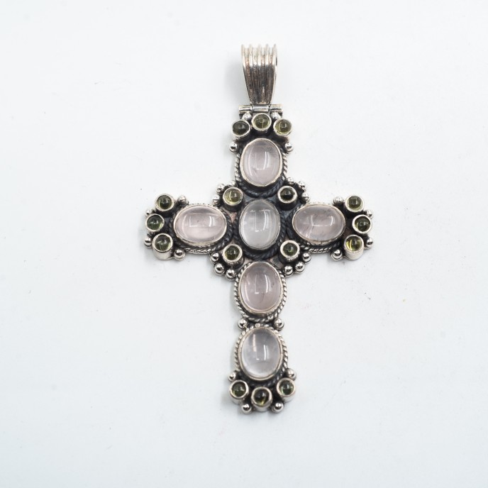 Pandantiv cruce pietre semipretioase nr9 Argint