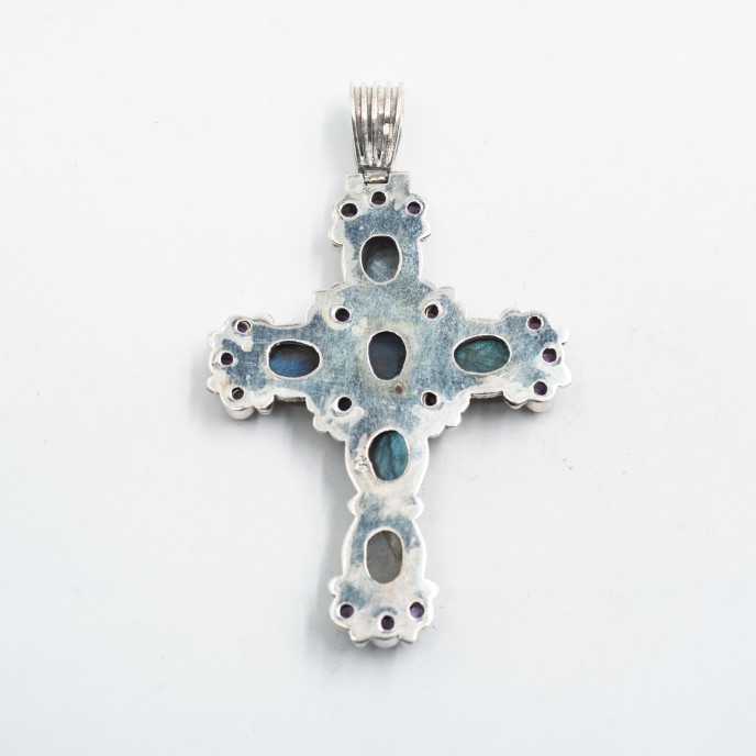 Pandantiv cruce pietre semipretioase nr9 Argint