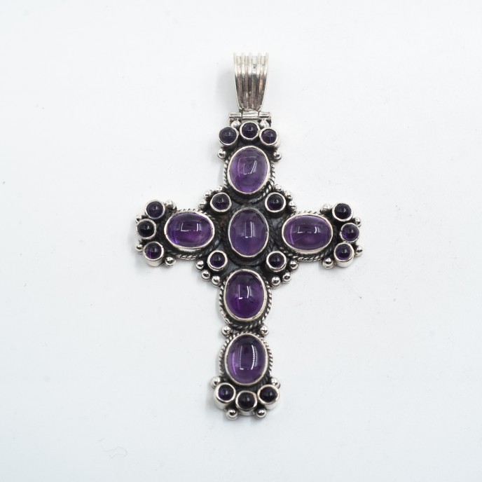 Pandantiv cruce pietre semipretioase nr9 Argint