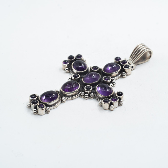 Pandantiv cruce pietre semipretioase nr9 Argint