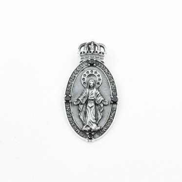 Pandantiv oval Maica Domnului coroana Argint