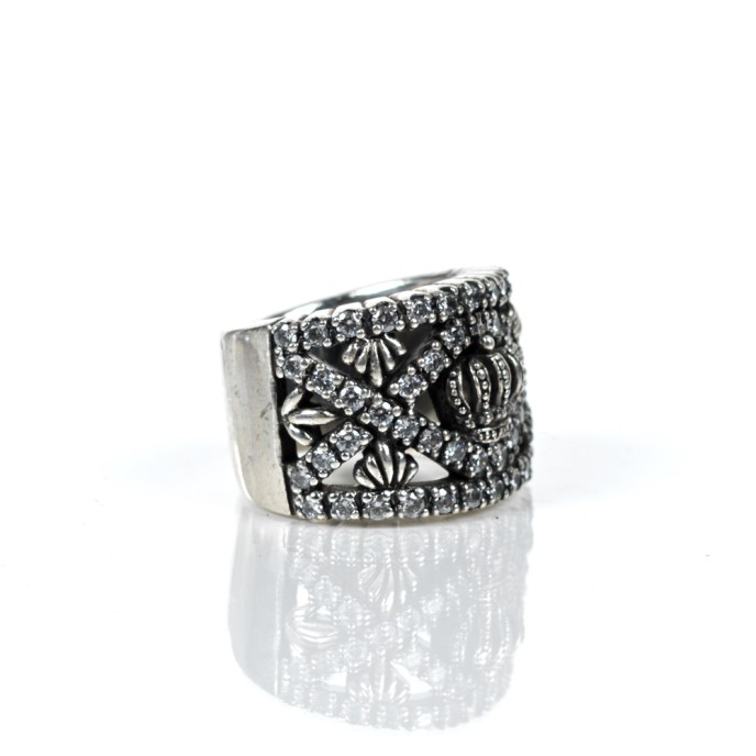 Inel lat coroane zirconii transparente Argint