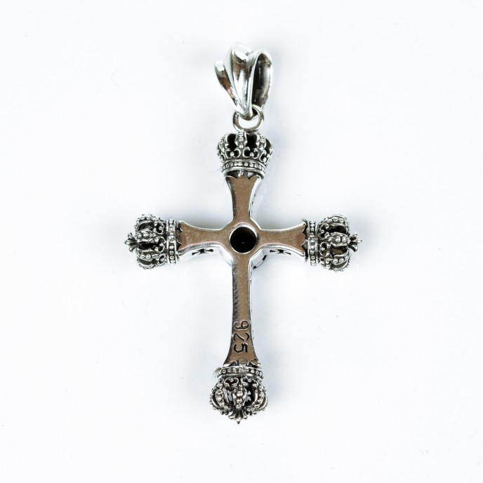 Pandantiv cruce gotica coroane zirconiu Argint