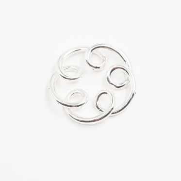 Pandantiv contur floare crizantema 45mm Argint