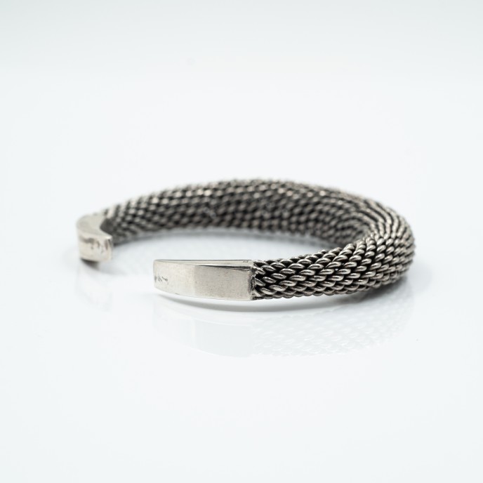 Bratara fixa conica plasa Argint