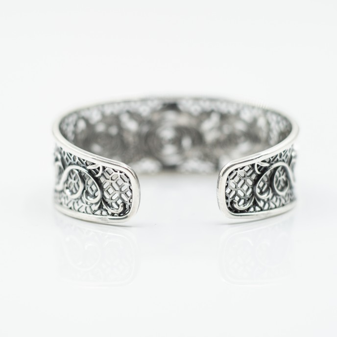 Bratara fixa lata trandafiri Argint