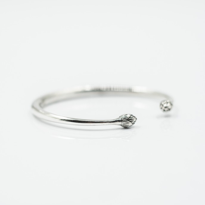 Bratara fixa pesti bulbi lotus Argint