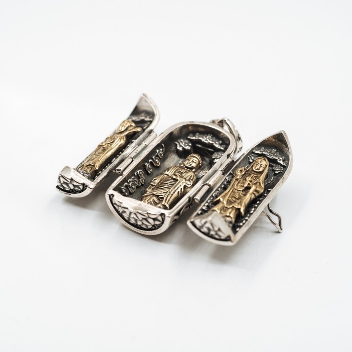 Pandantiv caseta triptic religios Argint