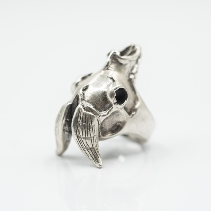 Inel craniu de capra Argint