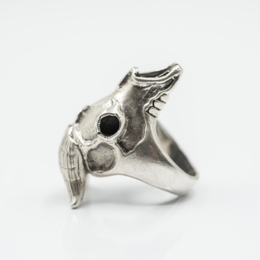Inel craniu de capra Argint