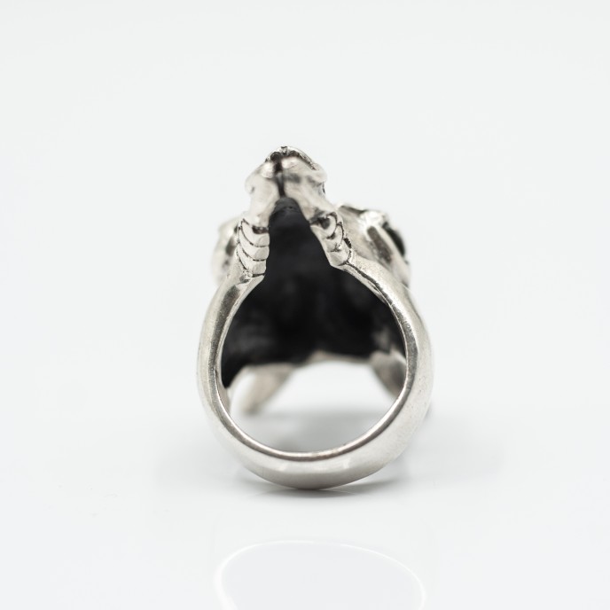 Inel craniu de capra Argint