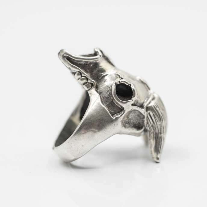 Inel craniu de capra Argint