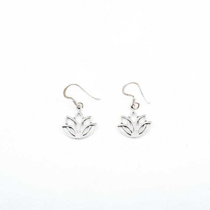 Cercei lungi floare de lotus m Argint