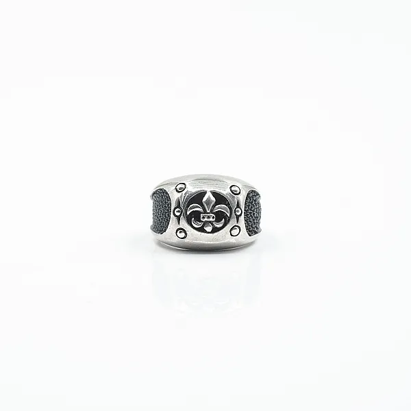 Inel Fleur de Lys piele Argint