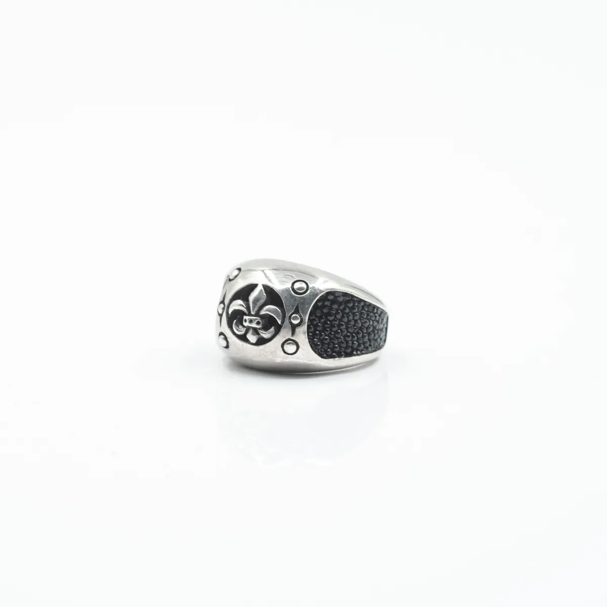 Inel Fleur de Lys piele Argint