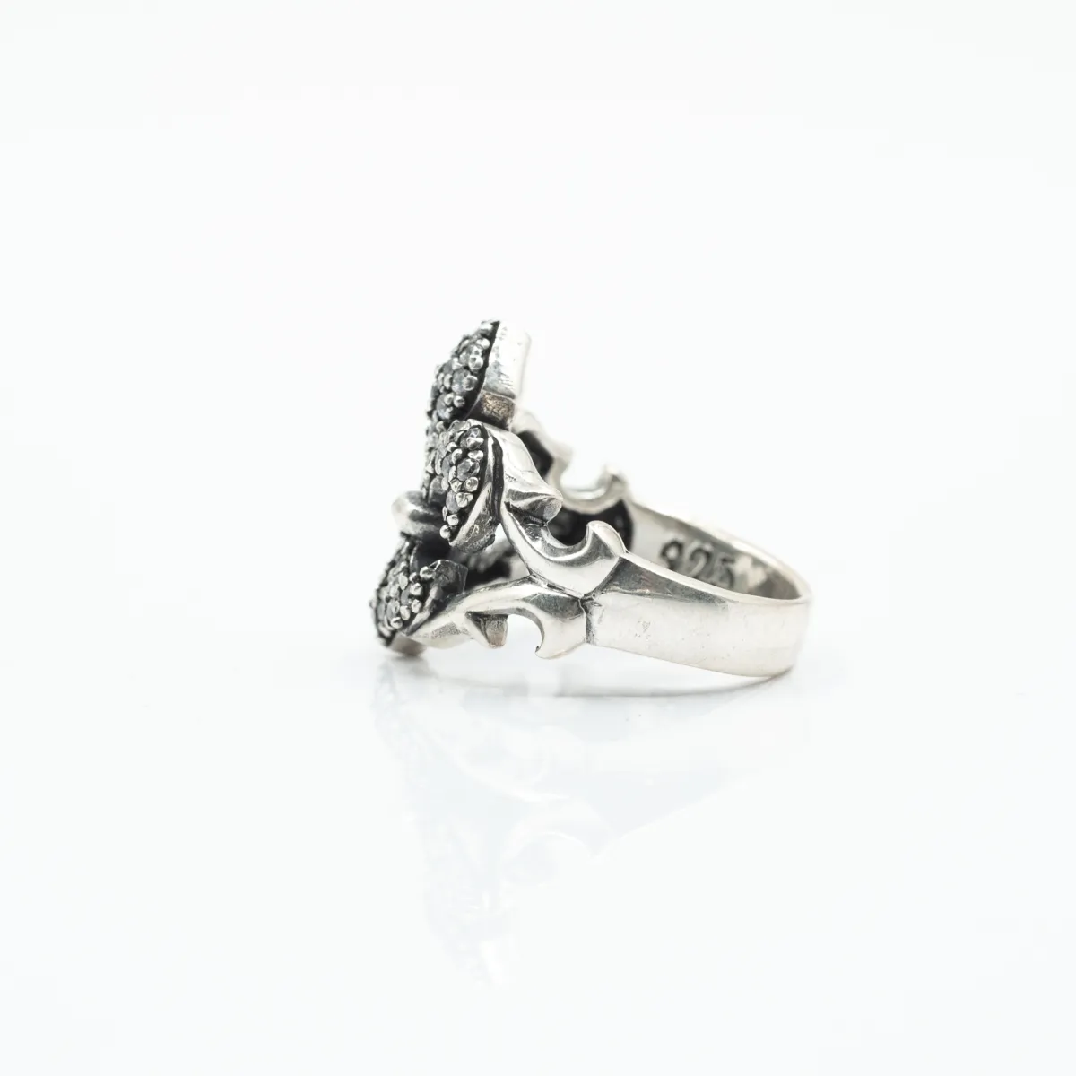 Inel Fleur de Lys c.z.transparent Argint
