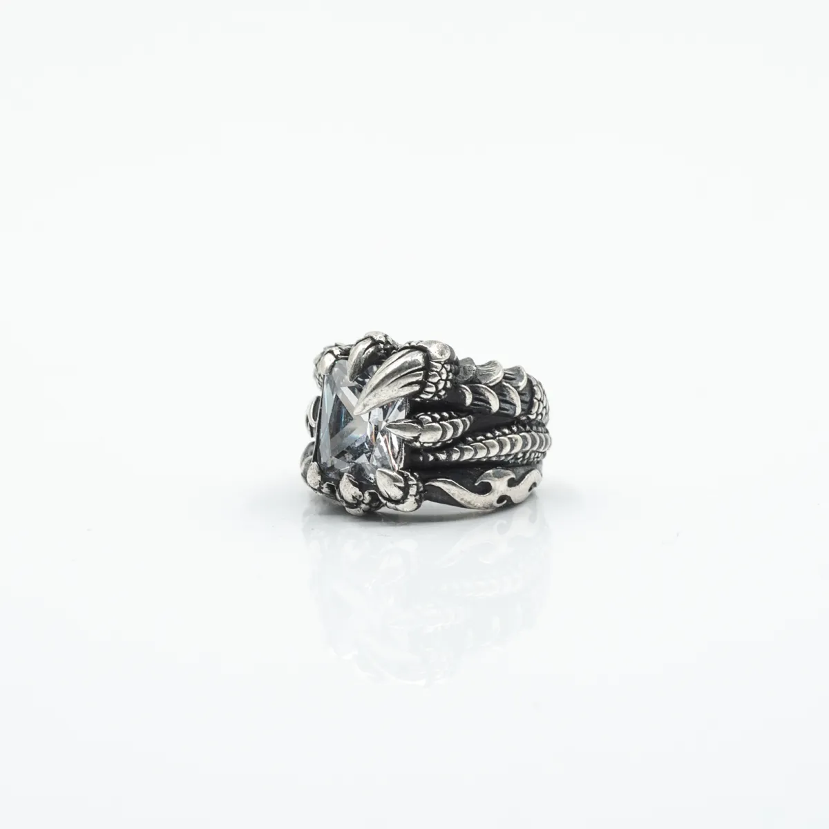 Inel gheara dragon zirconiu transparent Argint