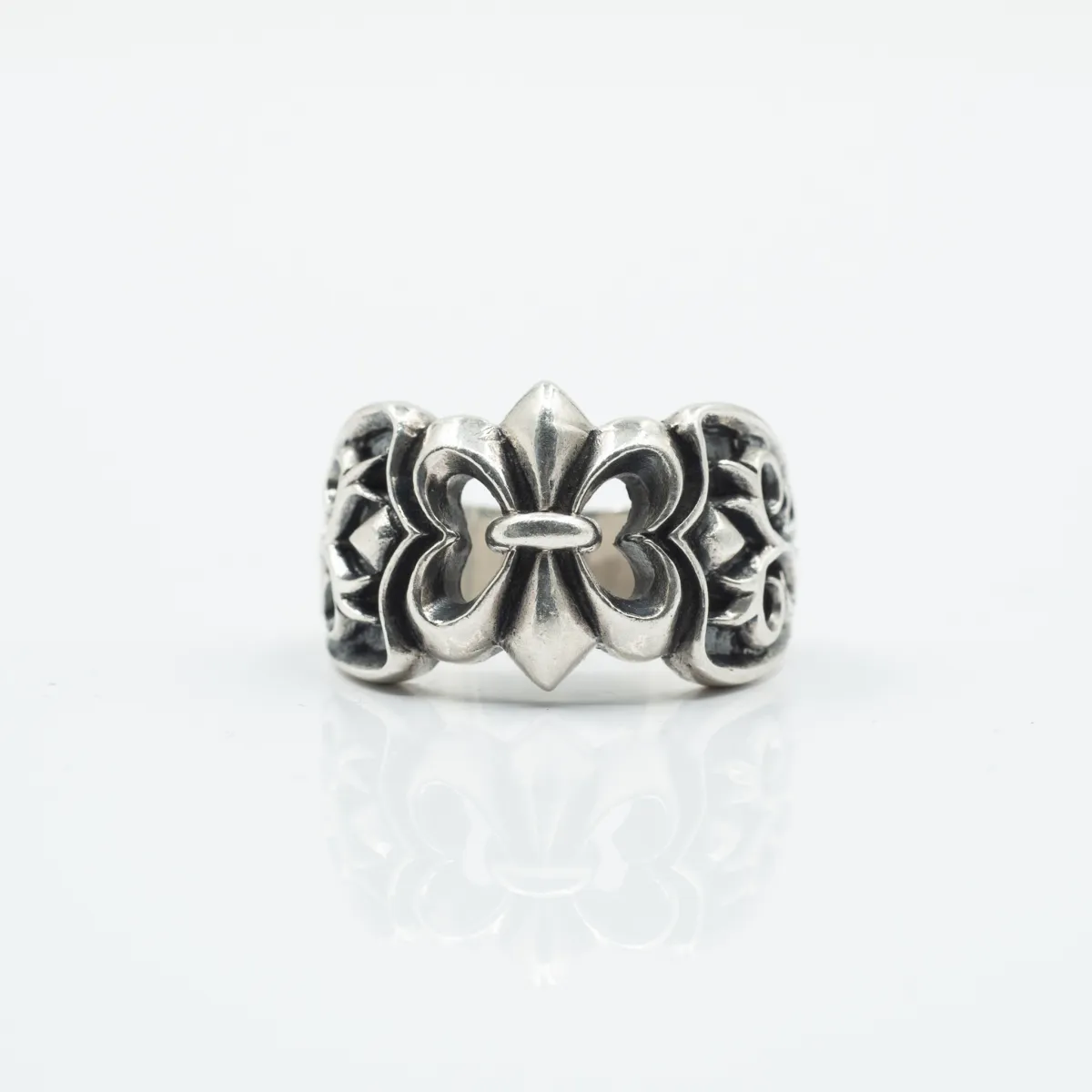 Inel Fleur de Lys broderie Argint