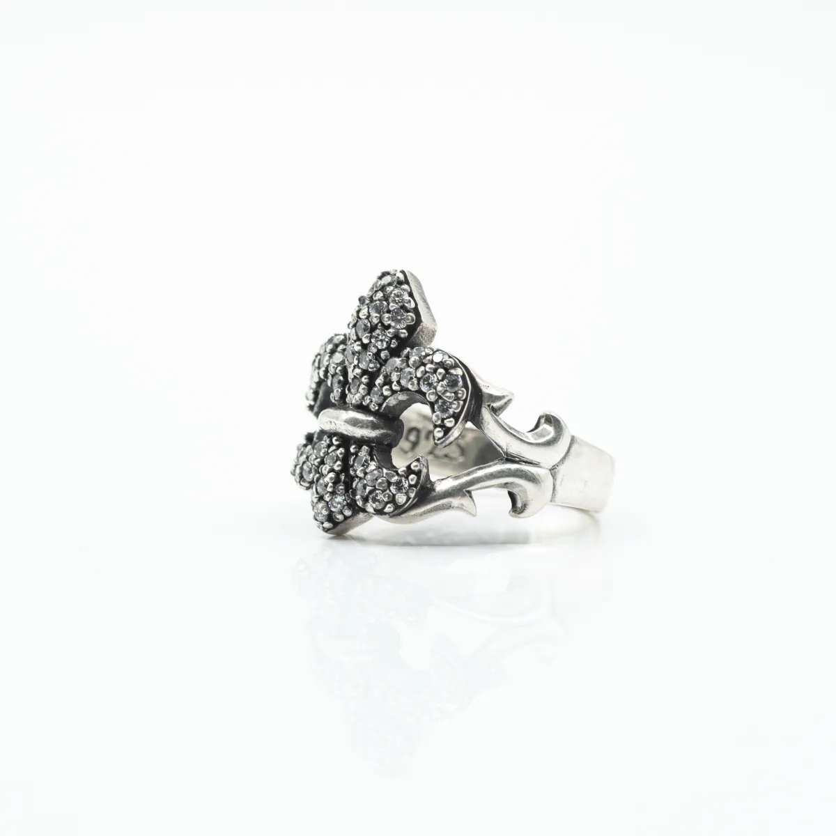 Inel Fleur de Lys c.z.transparent Argint