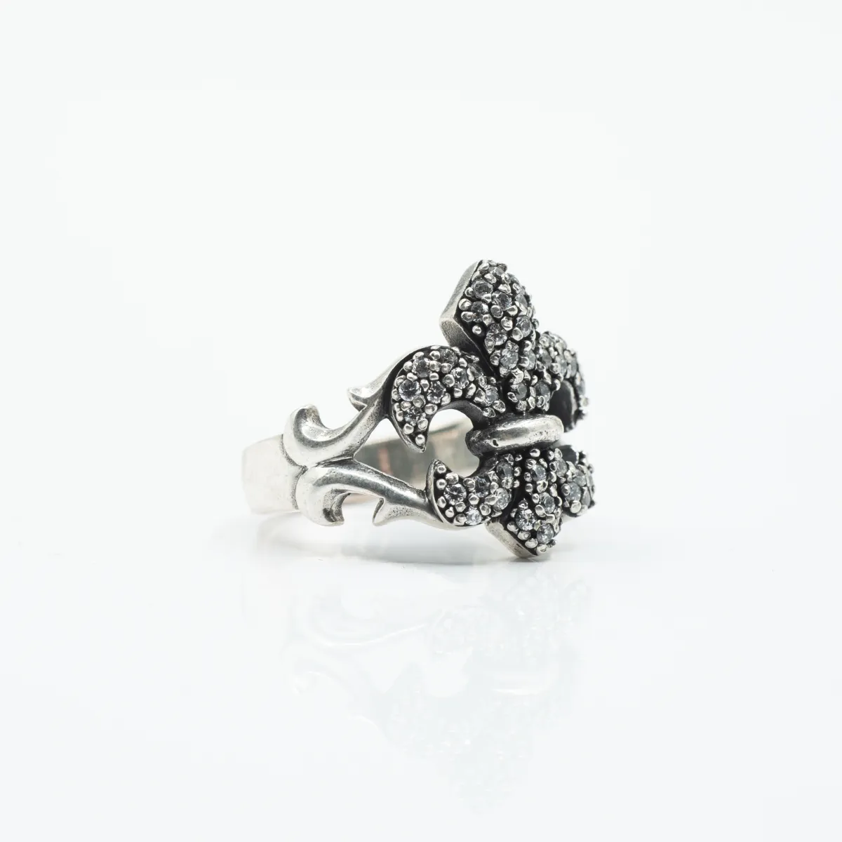 Inel Fleur de Lys c.z.transparent Argint