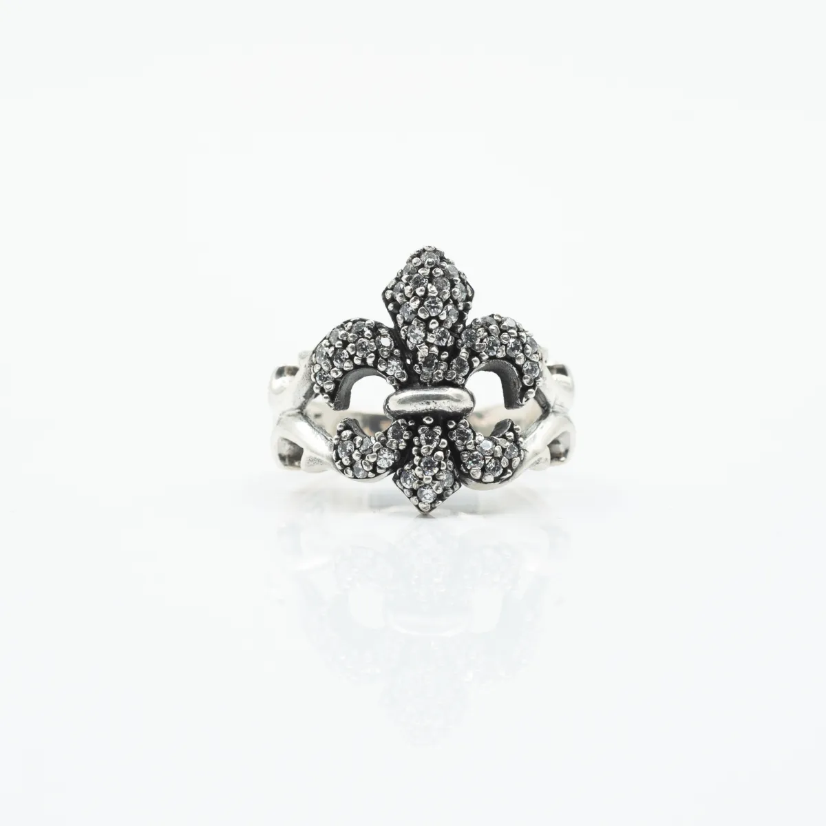 Inel Fleur de Lys c.z.transparent Argint