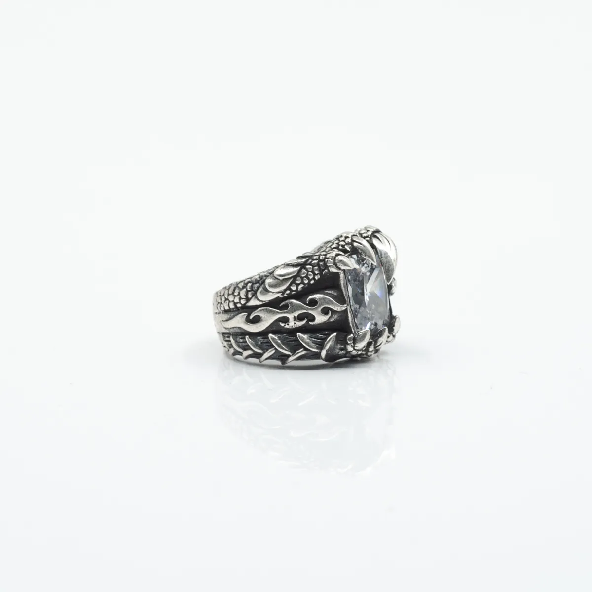 Inel gheara dragon zirconiu transparent Argint