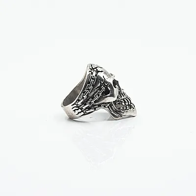 Inel craniu lant Argint - 5