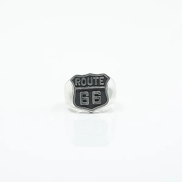 Inel simbol route 66 Argint